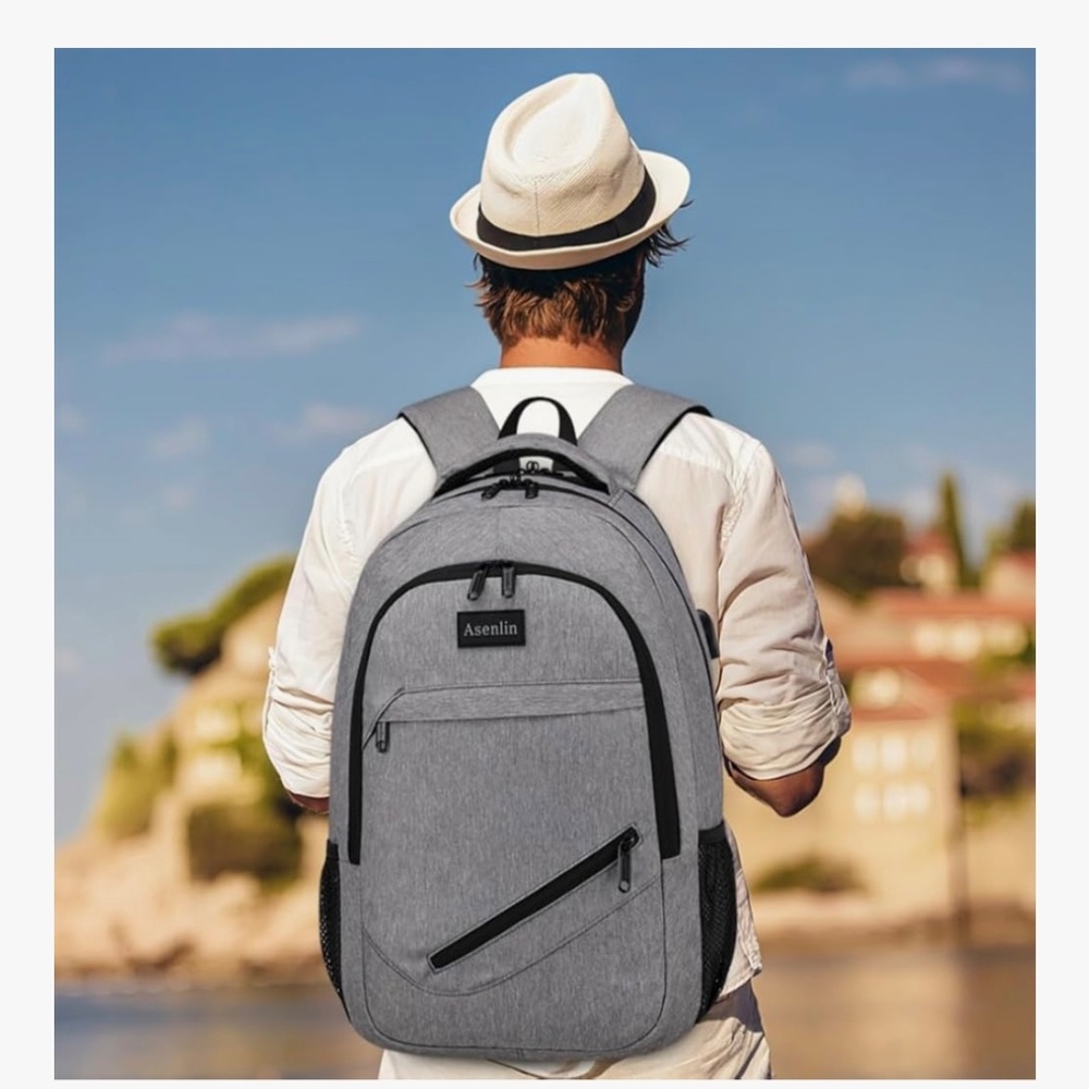 Travel Laptop Backpack for Women & Men - Gray - Picture 7 of 9